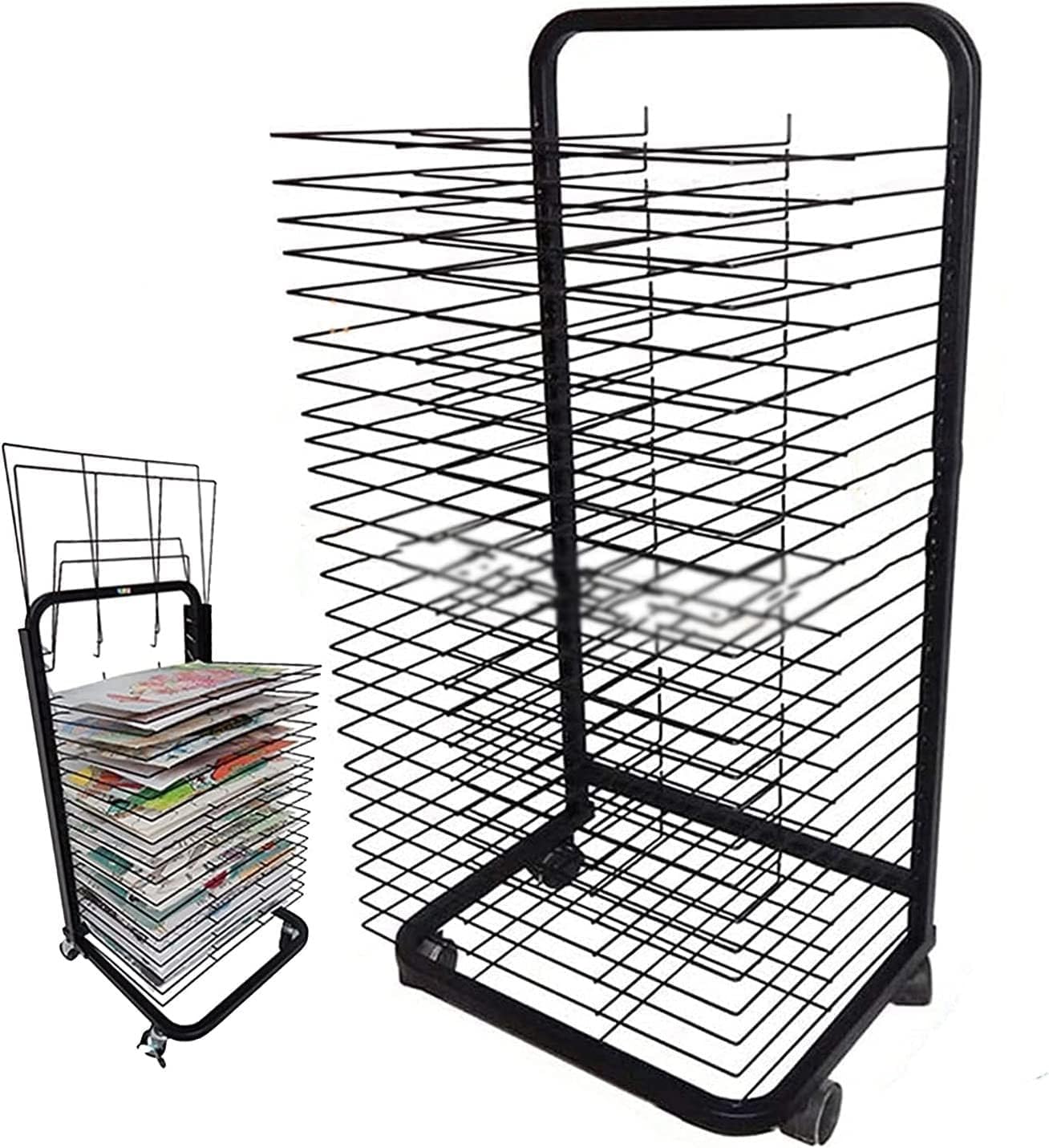Aioneer Mobile Drying Rack, Removable Art Drying Rack, Classroom Children'S Painting Drying Rack, For A3,K8 Paper Magazine Storage