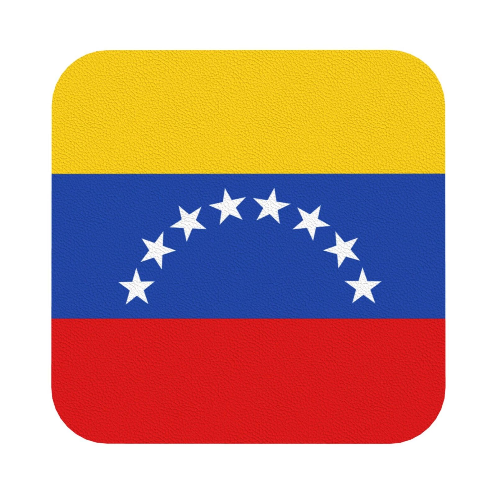Flag of Venezuela PU Leather Coasters Set of 6 Square Drink Coasters
