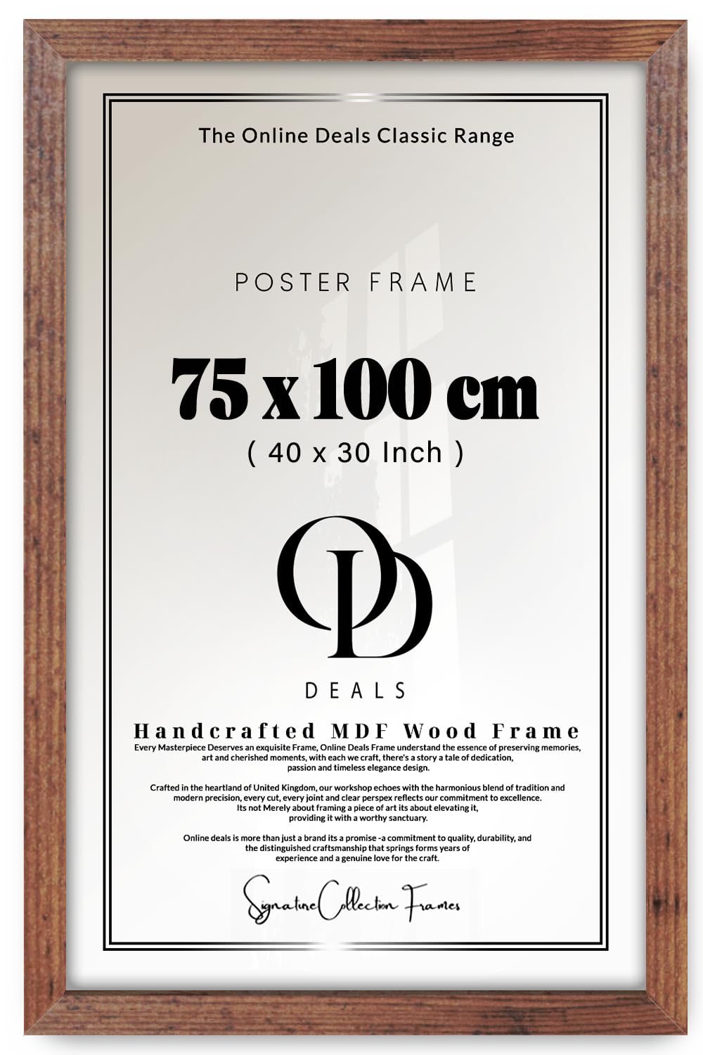 Od Deals Rustic 75X100cm Poster Frame | Mdf Engineered Wood Finish Flat Style | Secure Metal Clips & Sawtooth Hangers |Portrait Or Landscape Display | 29.5X39.3 Inch –