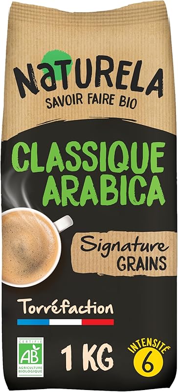 NATURELA - Café Grains Bio - Classique Arabica - 100% Arabica - Gamme Signature - Torréfaction Lente