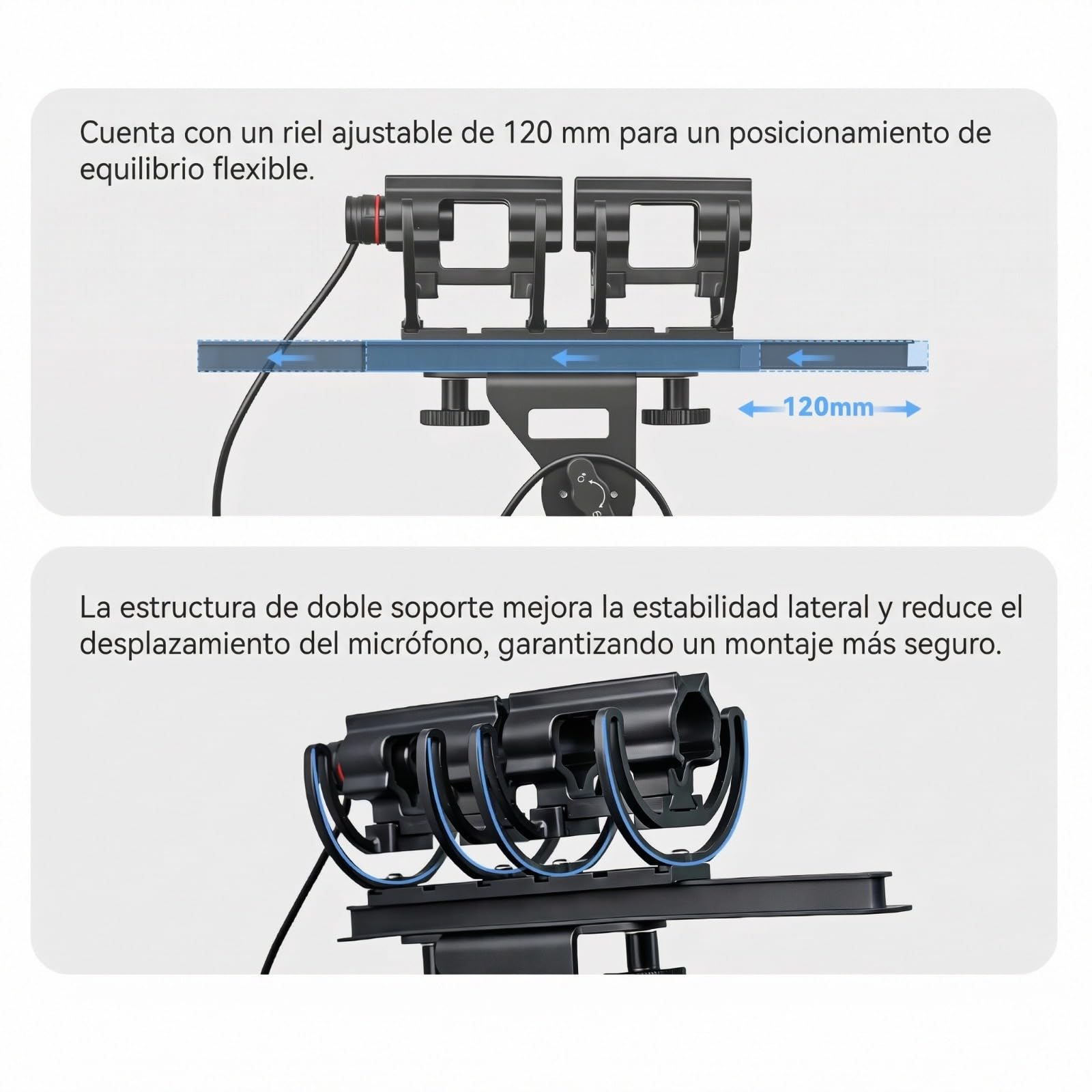 DF DIGITALFOTO Sistema Montaje Micrófono con Amortiguador y Gato Muerto | Compatible con Serie Rode NTG, Compatible con Sennheiser MKE600, Para Micrófono de Escopeta