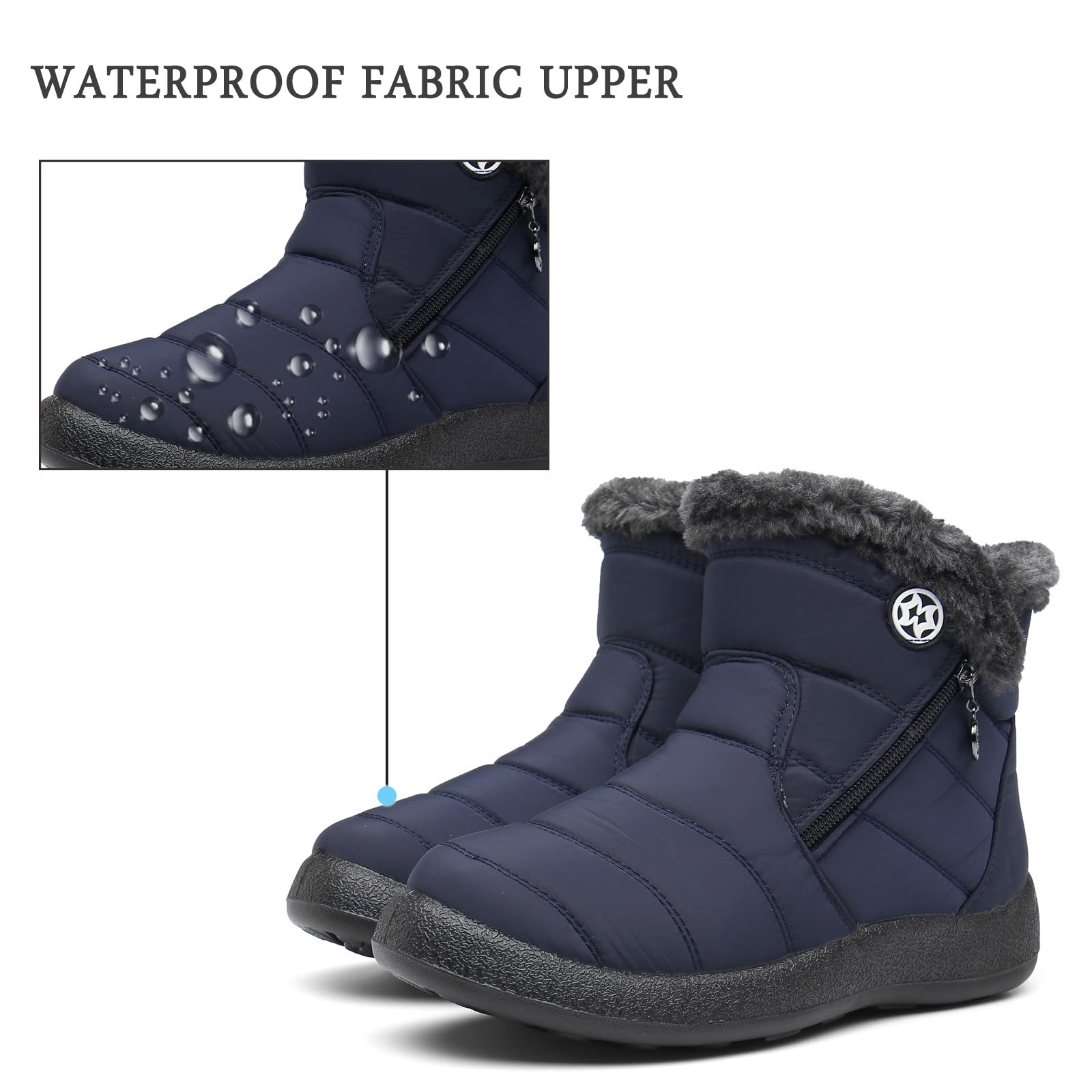 Hsyooes Botas Mujer Invierno Botines de Nieve Calentitas Zapatos Forradas Impermeable Botas de Nieve Cómodas Antideslizante Ligero