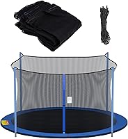 Vista 9 de Cliselda Trampoline Replacement Safety Net for 6 Straight Poles Round Frame Trampolines, Breathable and Weather-Resistant, with Adjustable Straps