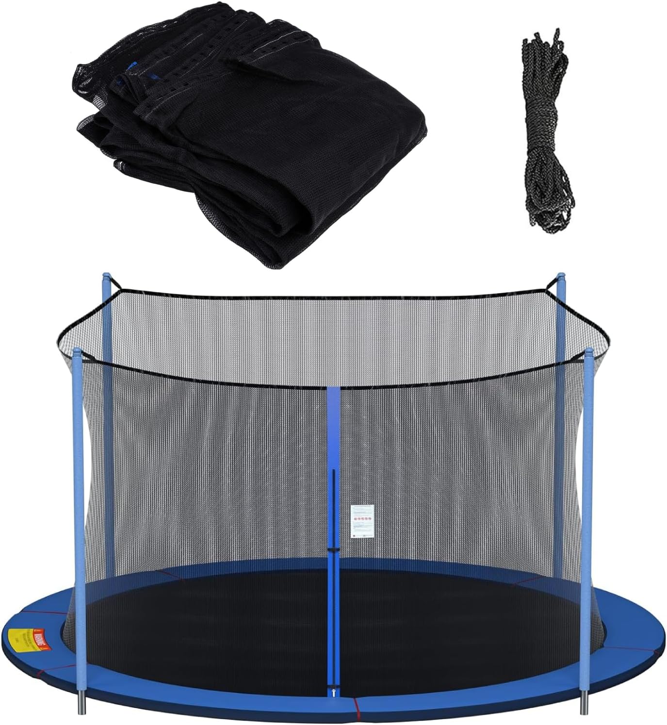 Trampoline Replacement Safety Net for 6 Straight Poles Round Frame Trampolines, Breathable and Weather-Resistant, with Adjustable Straps, Zippers, Protection Buckles(Net Only)