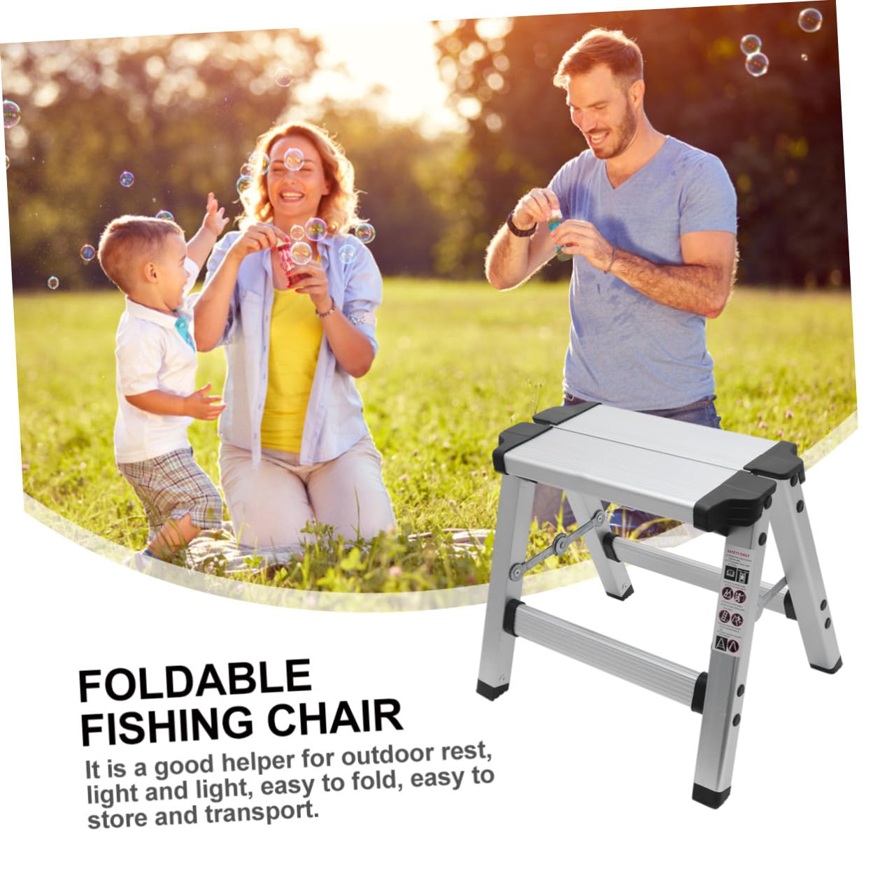 Toyvian Scala Pieghevole in Lega di Alluminio Sedile da Trekking, Sgabello Pieghevole Portatile per Pesca e Attività Outdoor, Sedia Multifunzione Leggera per Casa, Ufficio e Campeggio