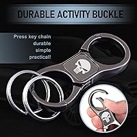 Vista 3 de gunhunt Paquete de 1 llavero de calavera, llavero con 2 llaveros y llavero desmontable de aleación de zinc de liberación rápida (negro)