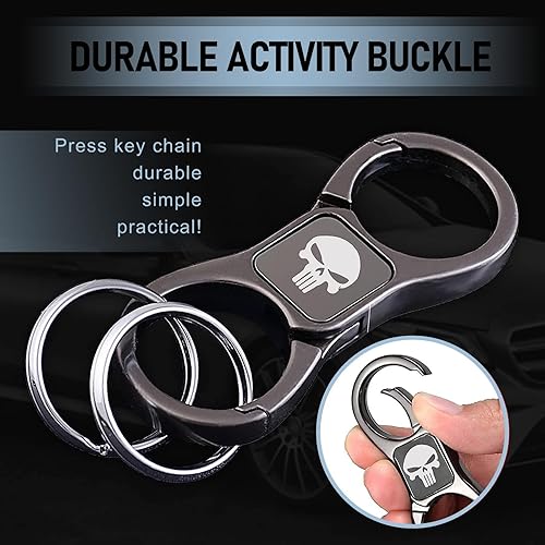 Miniatura 3 de gunhunt Paquete de 1 llavero de calavera, llavero con 2 llaveros y llavero desmontable de aleación de zinc de liberación rápida (negro)