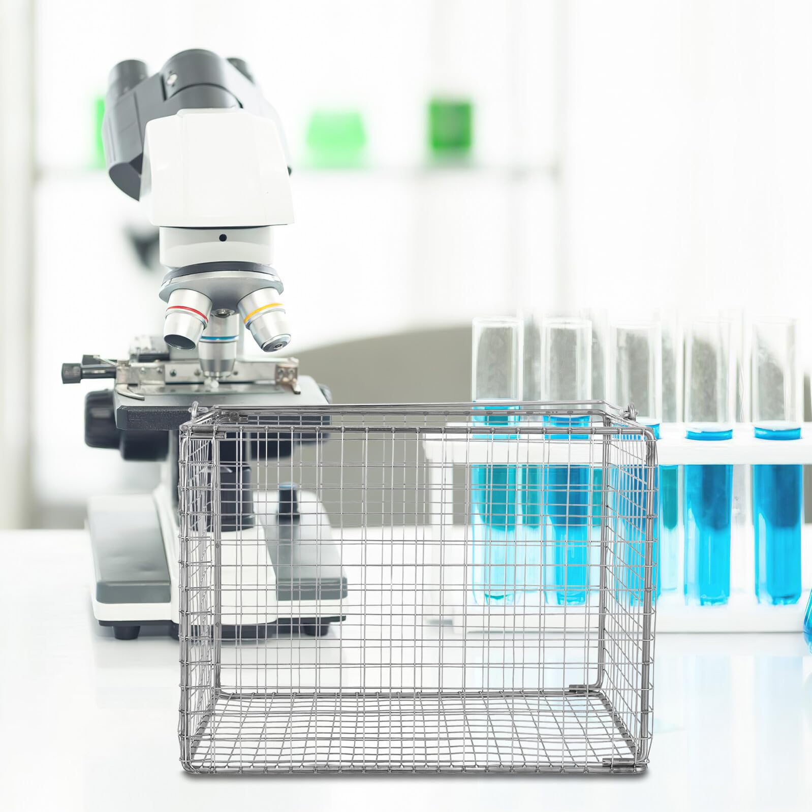 Ciieeo Cesta de Limpieza Ultrasónica de Alta Temperatura Cesta de Acero Inoxidable para Inmersión y Escurrido para Precisión y Uso Laboratorio