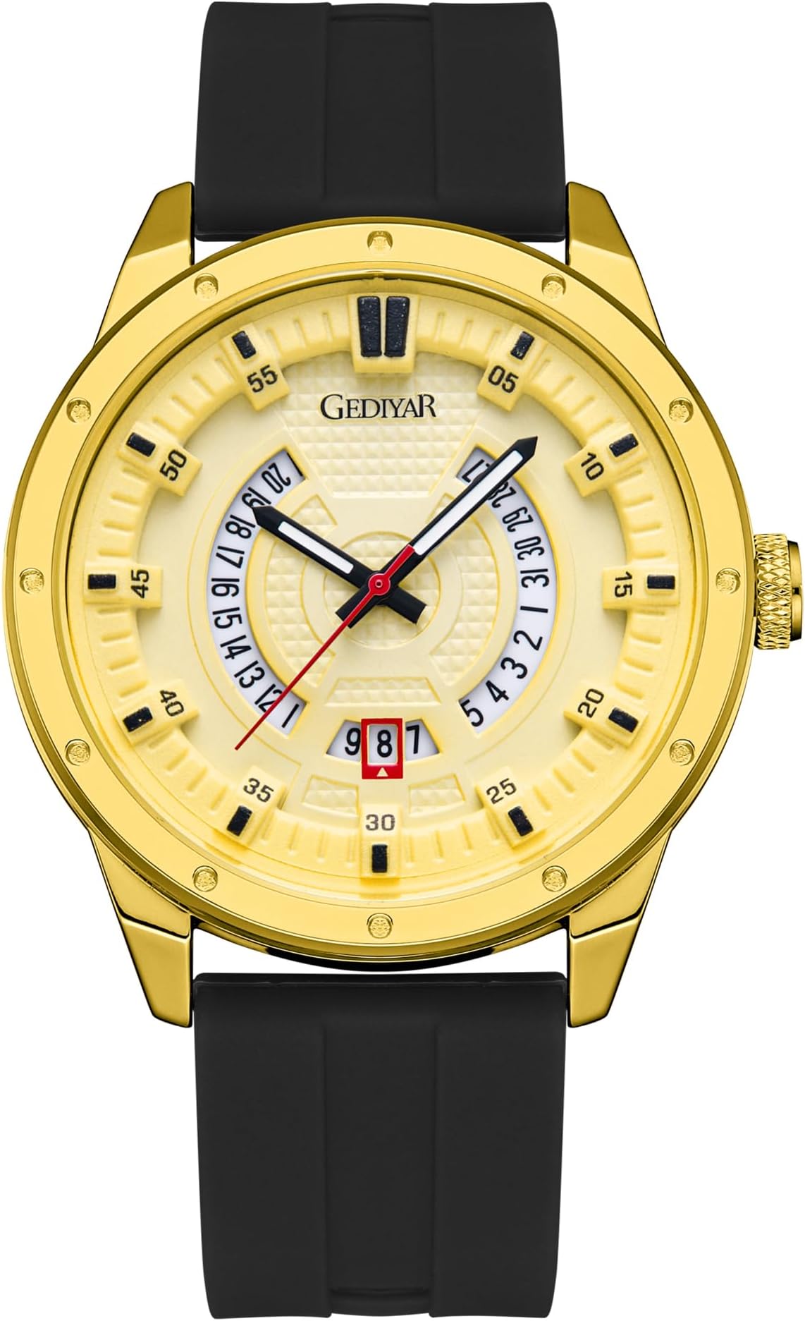 AIYISHIAIYISHI Men's Large Big Face Waterproof Silicone Band Watch for Men Quartz Analog, Easy Read Male Dress Date Calendar Military Watch Elegant Gift