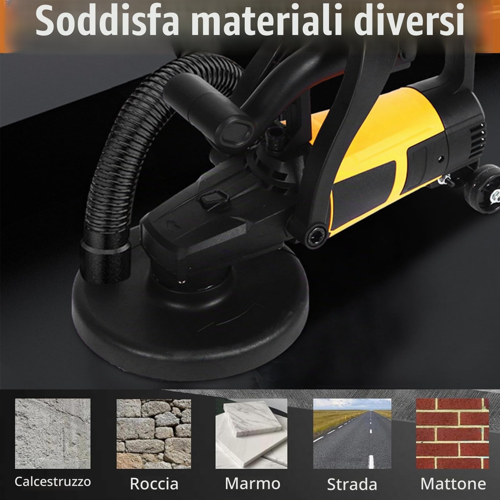 Levigatrice per Cartongesso, Levigatrice per Pareti da 1100W 2800 giri/min per levigatrici Ø 180mm Disco Abrasivo Carteggiatrice per Cemento per Pareti Pavimenti in Cemento