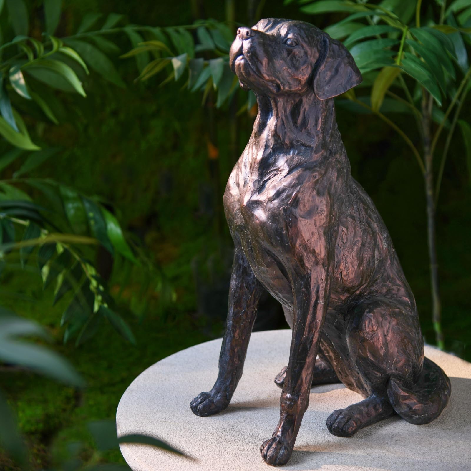 Garden Statue Outdoor Decorations Dog-Figurine โ 19inch Black Labrador dรฉcor Sculpture Sitting Statue Resin Sculpture for Patio Lawn Yard Porch Garden 12.25L*8.25W*19H