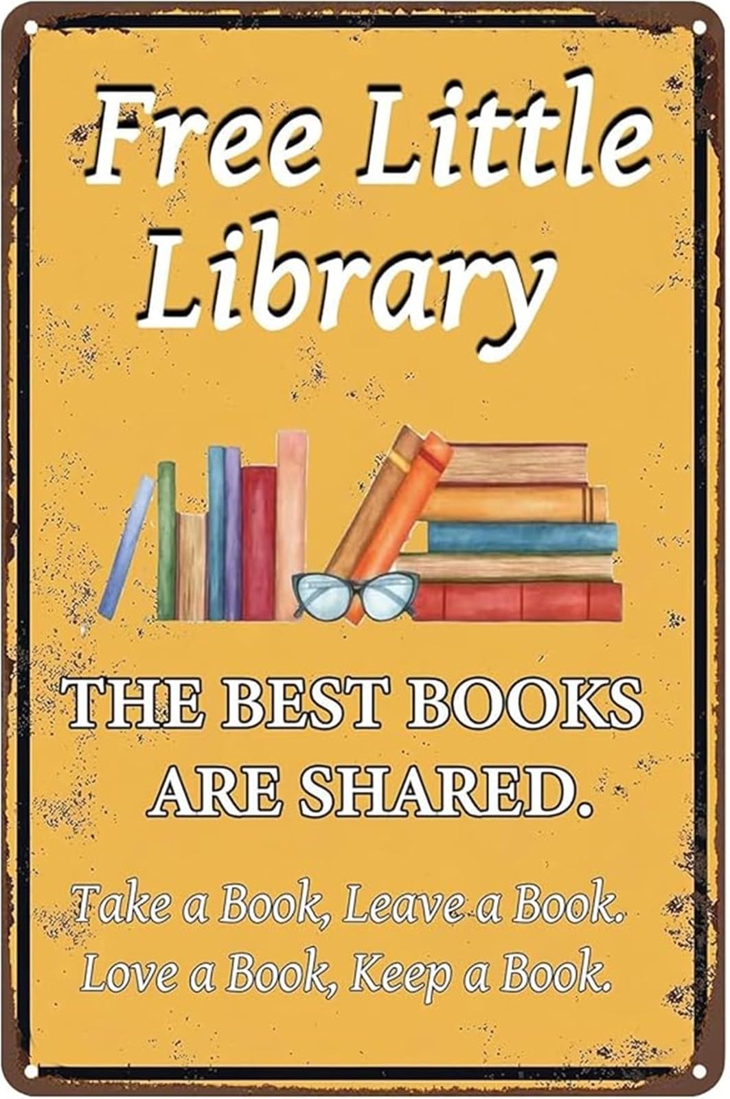 NWPNLXEA Little Library Vintage Metal Sign Home Bar Pub Cafe Wall Decor 8 X 12 in