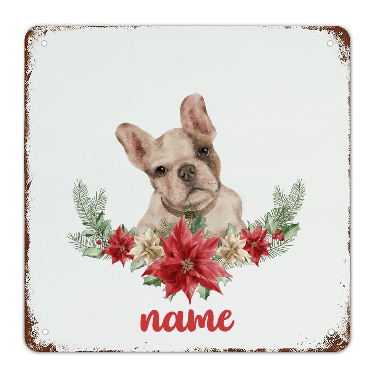 Panneau en métal Chien Labrador de Noël pour décoration murale rustique