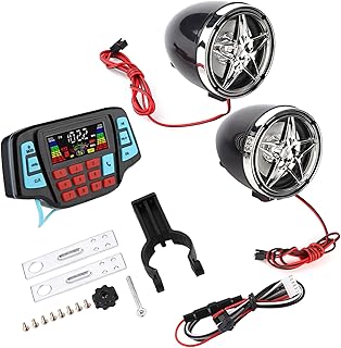 KIMISS Motorcycle Speakers - Audio Sound System with Amplifier, BT MP3 Player, USB & Memory Card Support