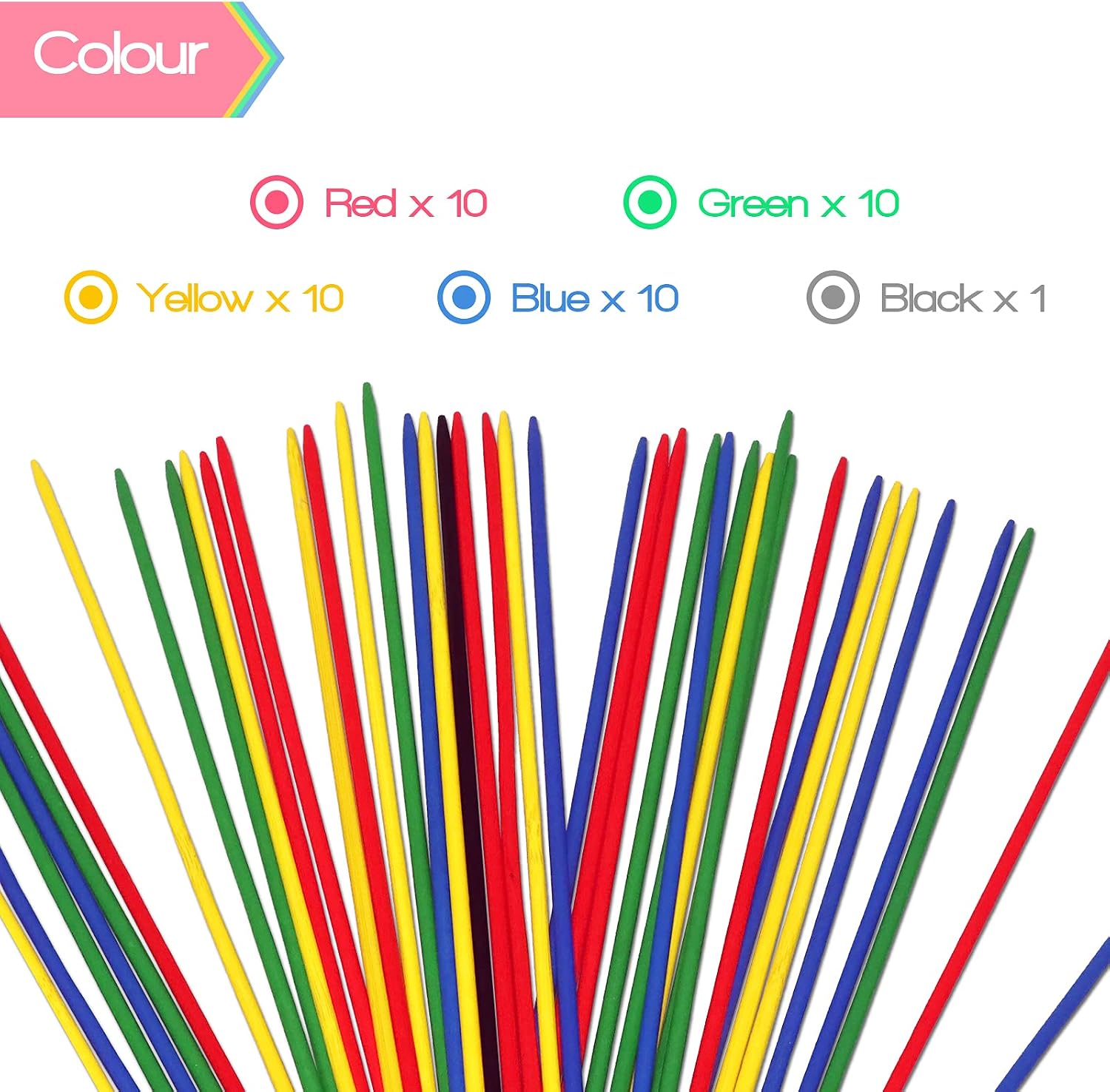Classic Wooden Thin Pick Up Stick Game 41 Pieces Fun Family Game Gift Idea --9.8 Inch Long (1 Pack)