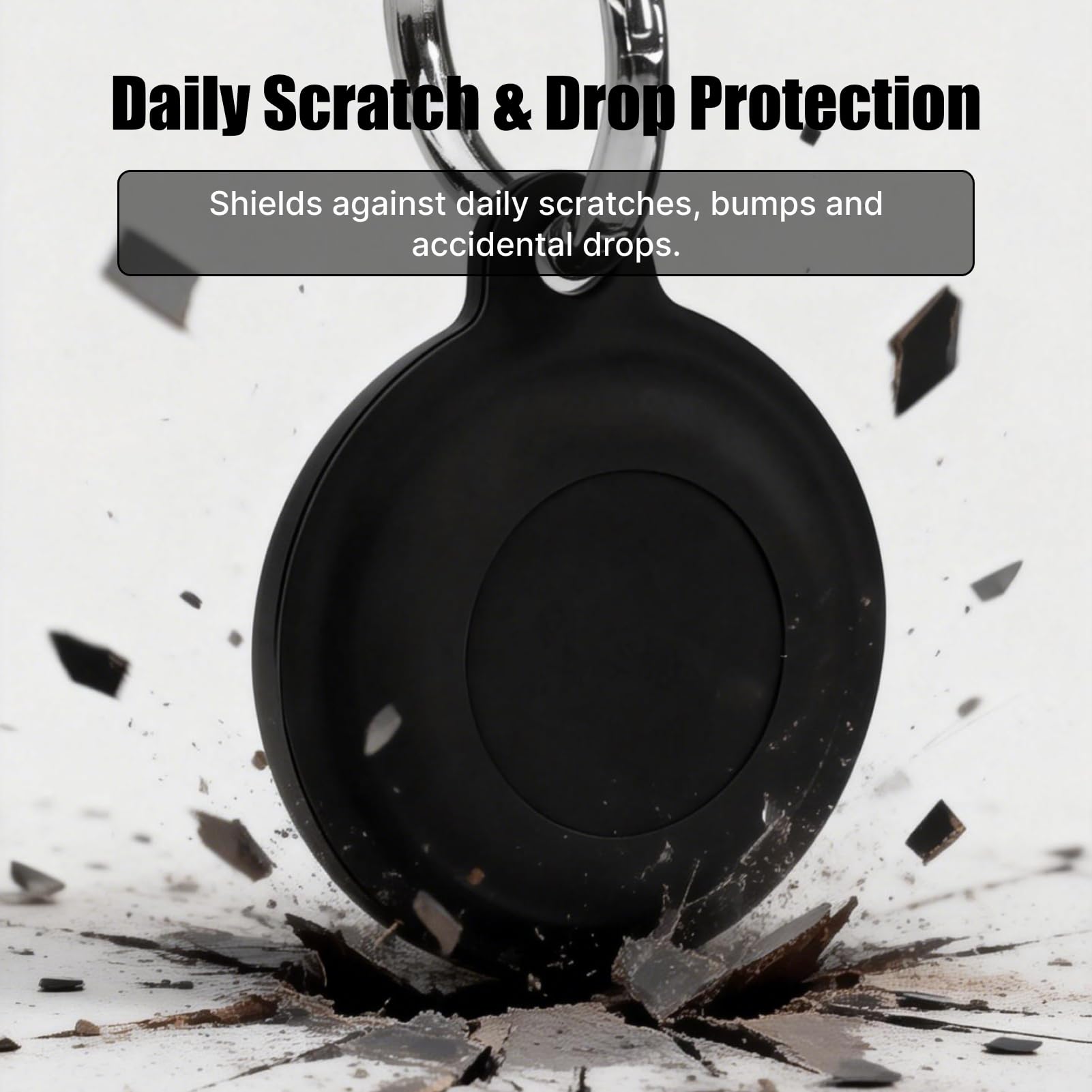 Funda Compatible con Motorola Moto Tag, Funda de Silicona a Prueba de Golpes con Llavero, protección de 360°, Impermeable, Ultraligera, Negra, Robusta Funda antipérdida para buscadores de Llaves — view 6
