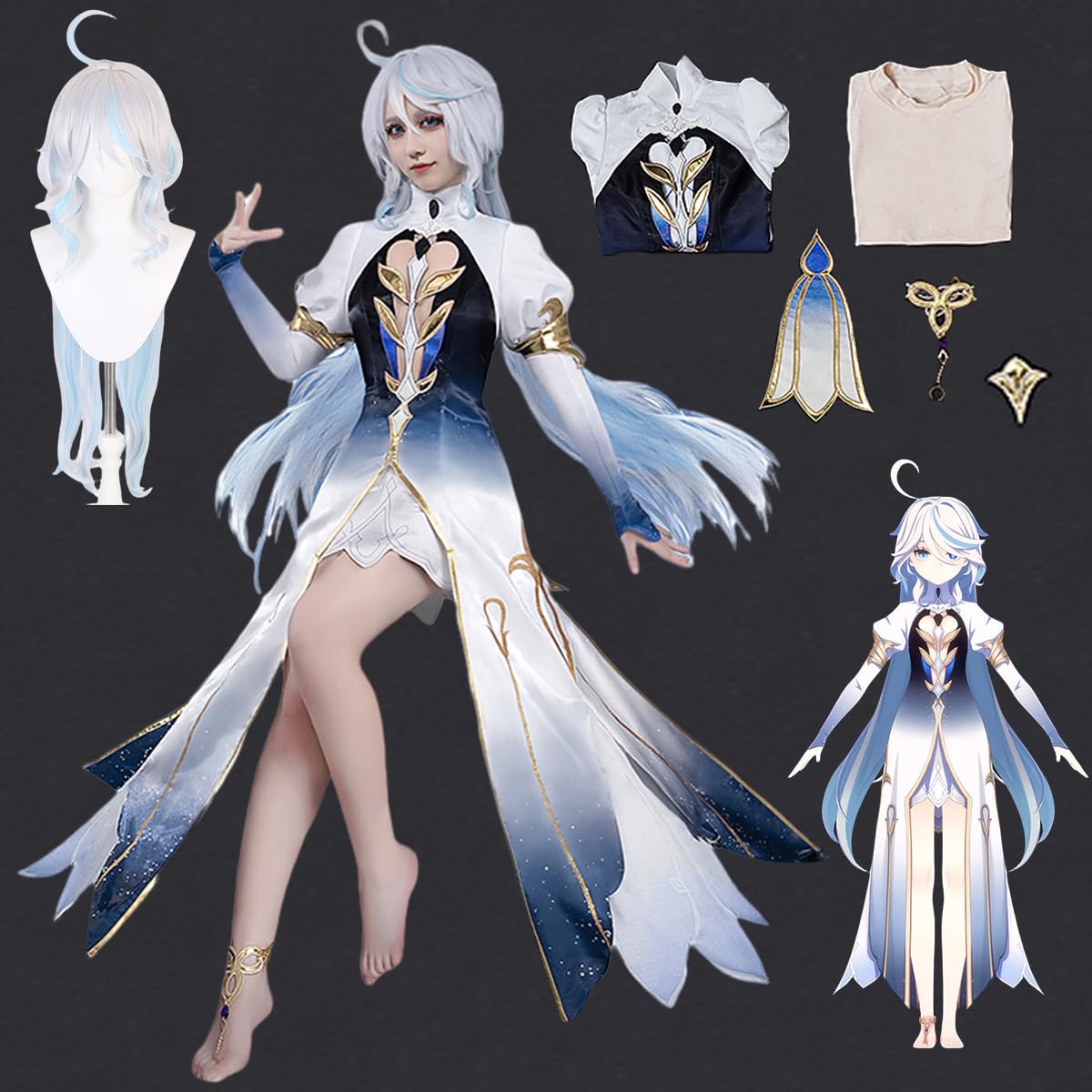 Amazon.co.jp: [HAOJEE]原神フリーナ フォカロルス コスプレ 衣装