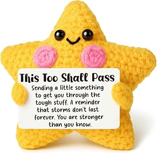 Crochet Star Encouragement Gift, Thinking of You & Get Well Soon Care Package, Sympathy Gift for Friend, Emotional Health Support & Mental Health Keepsake for Tough Times, Anxiety Relief