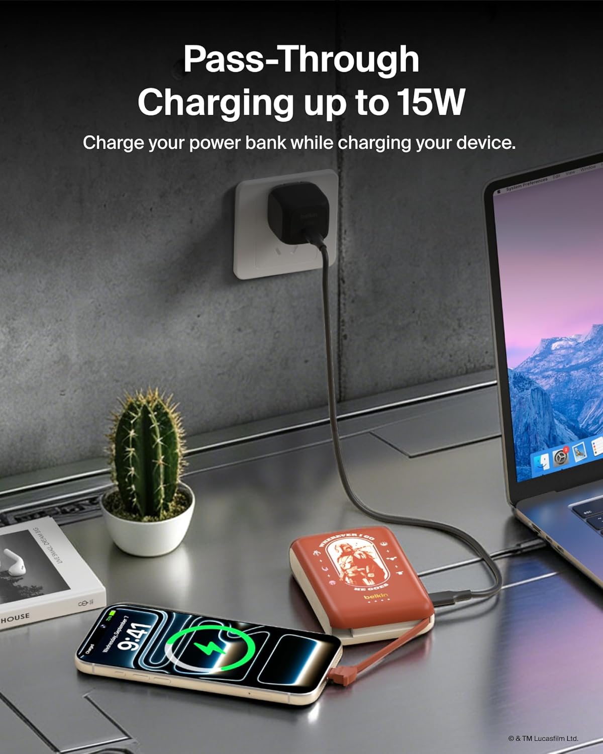 Belkin Disney Mando & Grogu Power Bank, BoostCharge Portable Charger with Integrated Cable 10K PD 20W - Fast Charge USB-C Power Delivery, Portable iPhone Charger for iPhone 17, iPad Pro, Galaxy S26 7 71BHdfmdwAL. AC SL1500