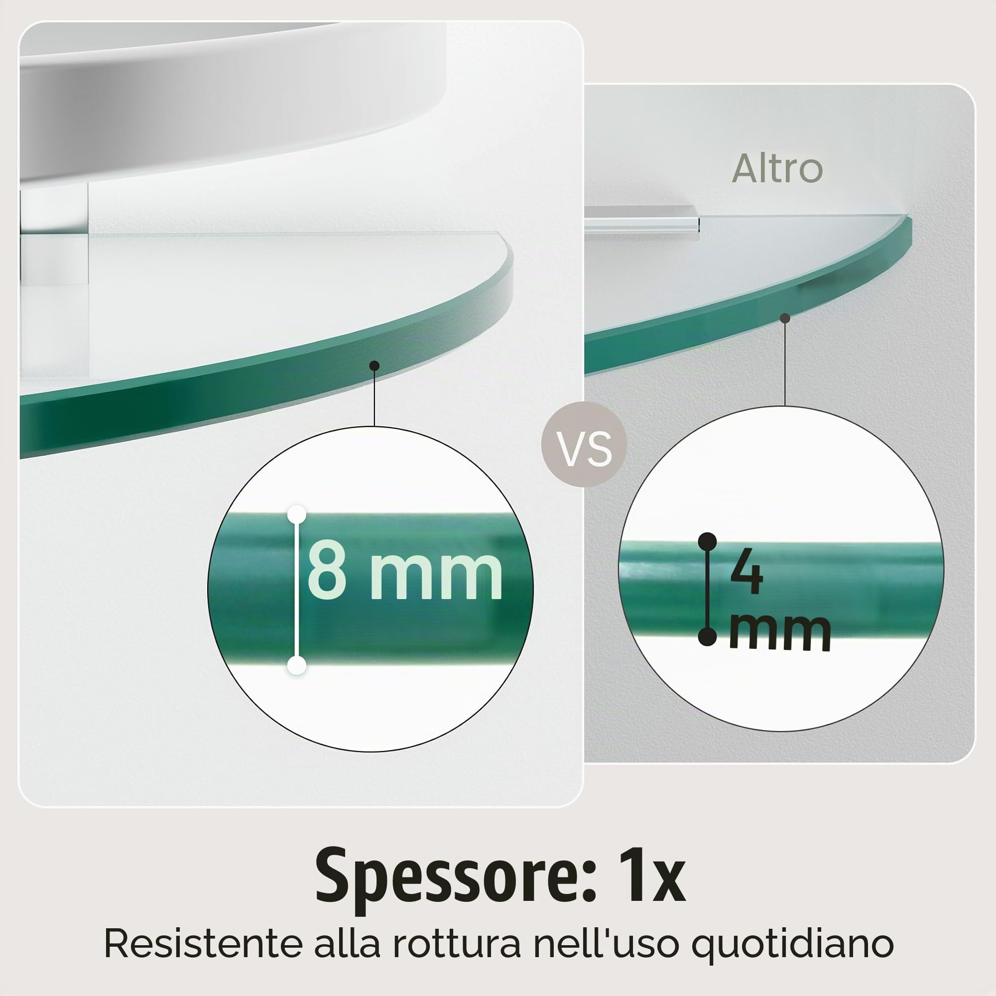 KES Mensola Angolare in Vetro Mensole da Bagno Mensola Doccia con Barra in Alluminio Mensole in Vetro Temperato Extra Spesso da Muro in Stile Contemporaneo Argento 2 Pezzi, A4120A-P2