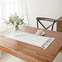 FEXIA Boho Macrame Table Runner with Tassels 36 Inches Long Cream for Farmhouse Home Decor Bohemian Dining Bedroom Decor Rustic Bridal Shower (12x36 Inches)
