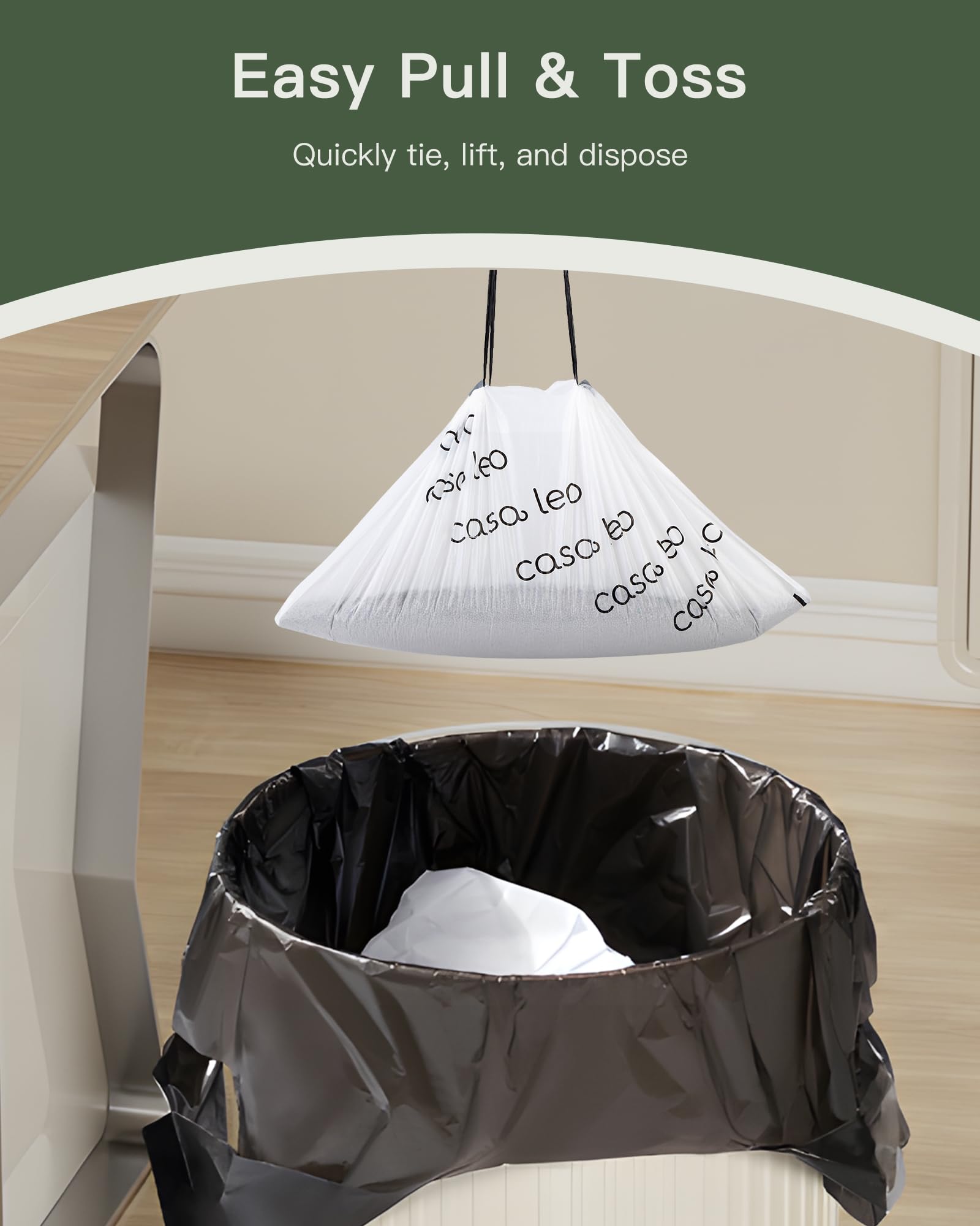Leo's Loo - Revestimientos para cajones de basura de 2 mm de grosor con cordón, diseñados para funcionar con la mayoría de cajas de arena autolimpiables automáticas, 50 unidades