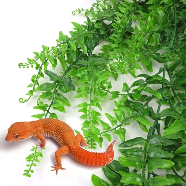 Foto 7 de 8 de PINVNBY Plantas colgantes artificiales para tanque de reptiles, decoración de hábitat, terrario trepador