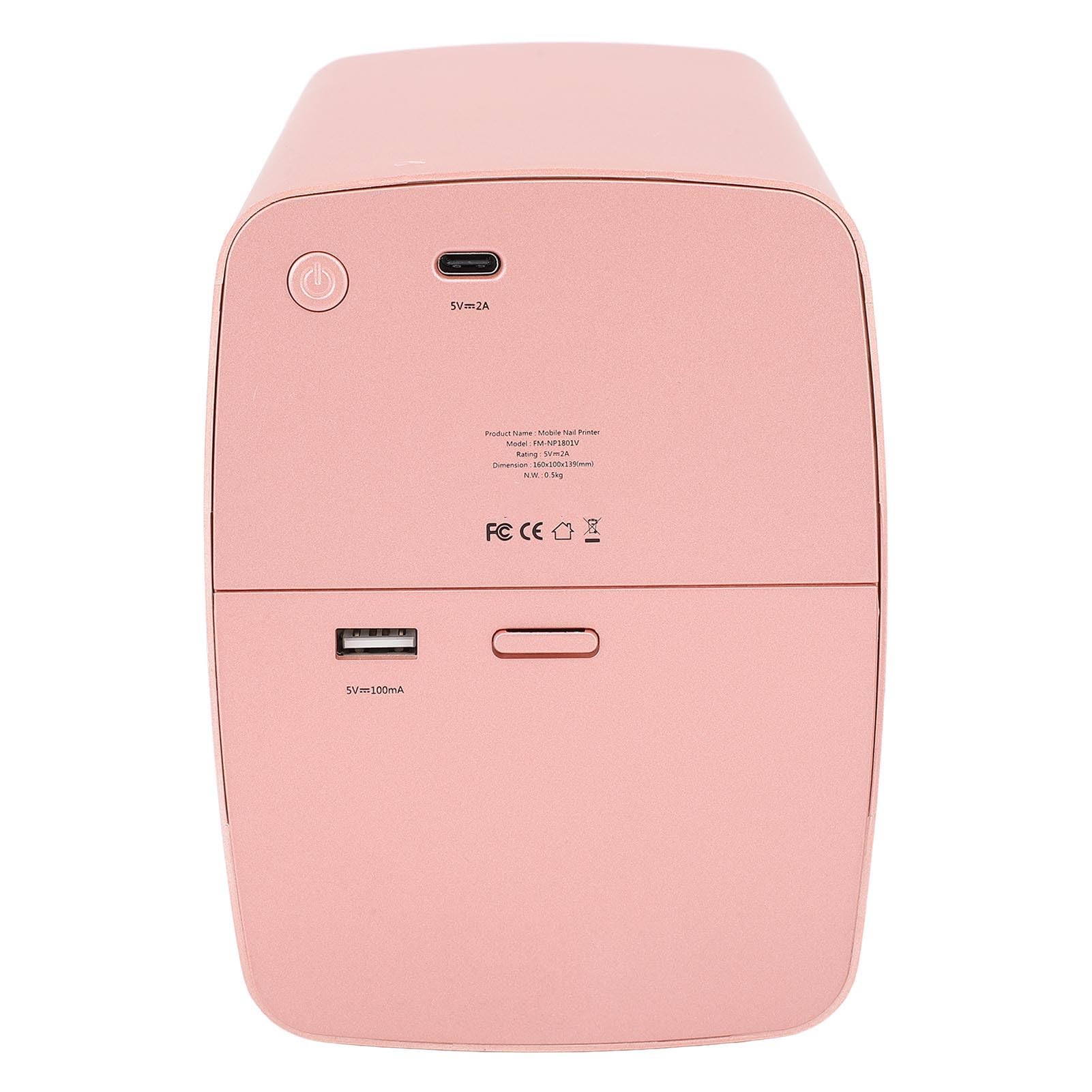 Impresora de Uñas, Reconocimiento Preciso Impresora de Uñas Estampadora Portátil Patrones Personalizados Aplicación Controlada para Viajes (Oro rosa)