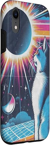 Miniatura 21 de iPhone 12 mini Cat Solar Eclipse - Synthwave Retro Poster Style Case