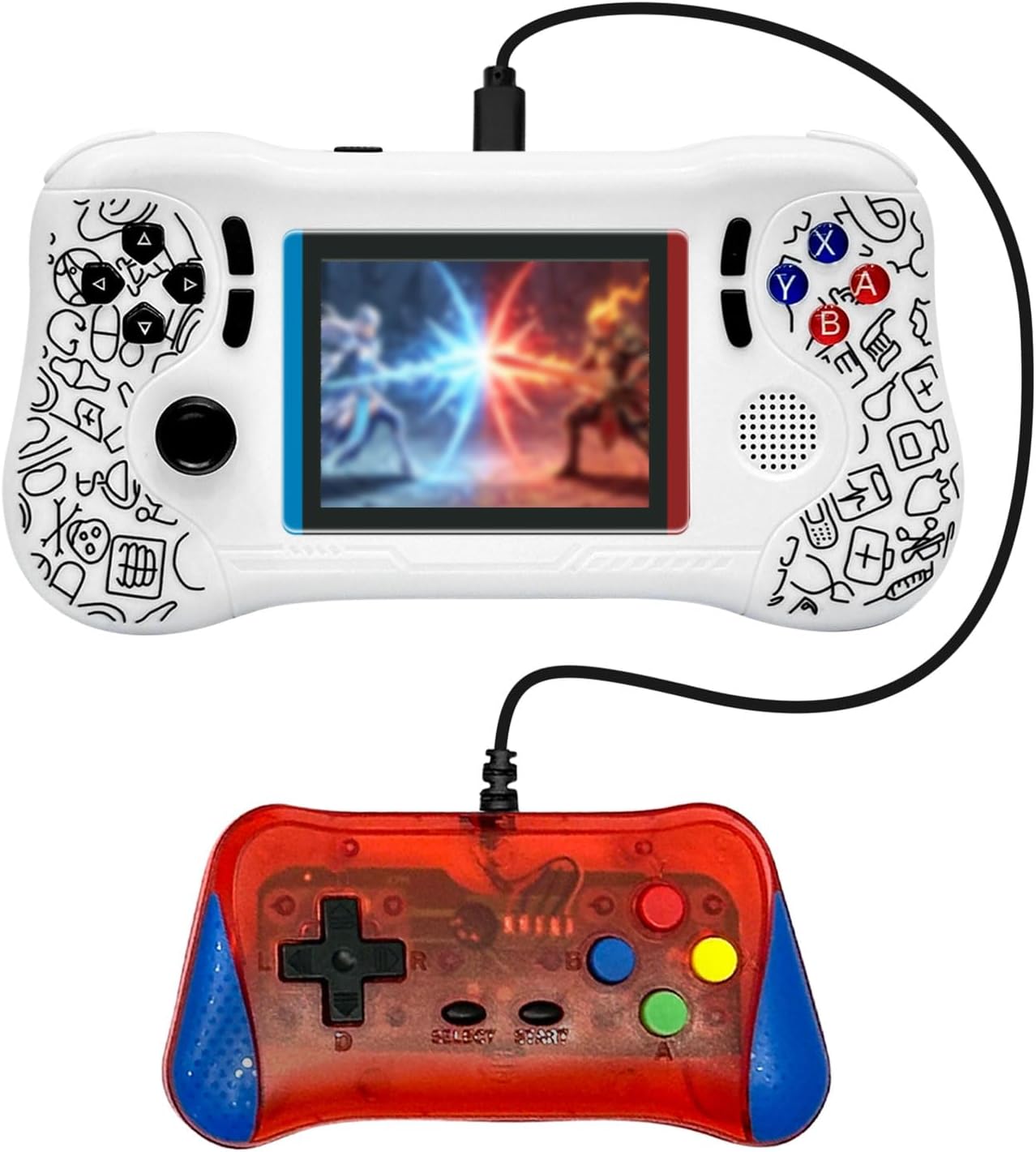 K36 Video Game Console - Support 800 Classic Games, Two Players & TV Projection, Portable Retro Handheld with Rechargeable Battery 3.5 Inch Screen, Birthday Gift for Boyfriend(White)