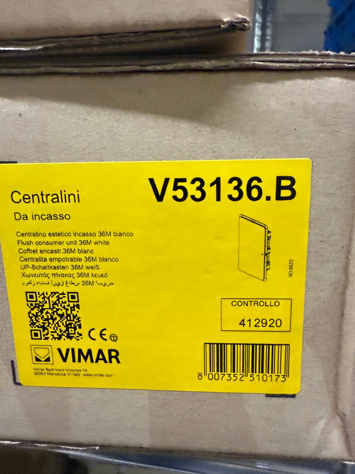 Centralino Estetico Incasso, 36 m, Bianco V53136.B + SCATOLA INCASSO V53336