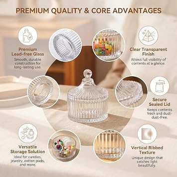 300ml 10oz Glass Candy Dish With Lid Crystal Clear Apothecary Jar for Wedding Buffet Dessert Table Tent Shaped Food Container Home Office Desk Decor Gift