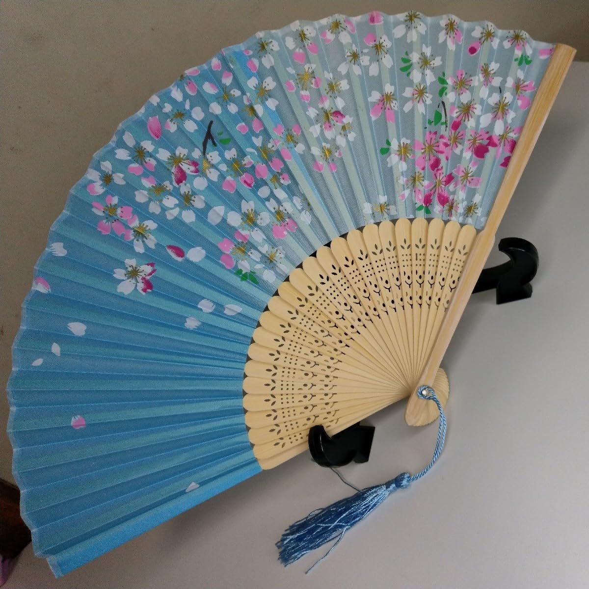Amazon.co.jp: 扇子 桜 花びら グラデーション 水色 白 日本舞踊