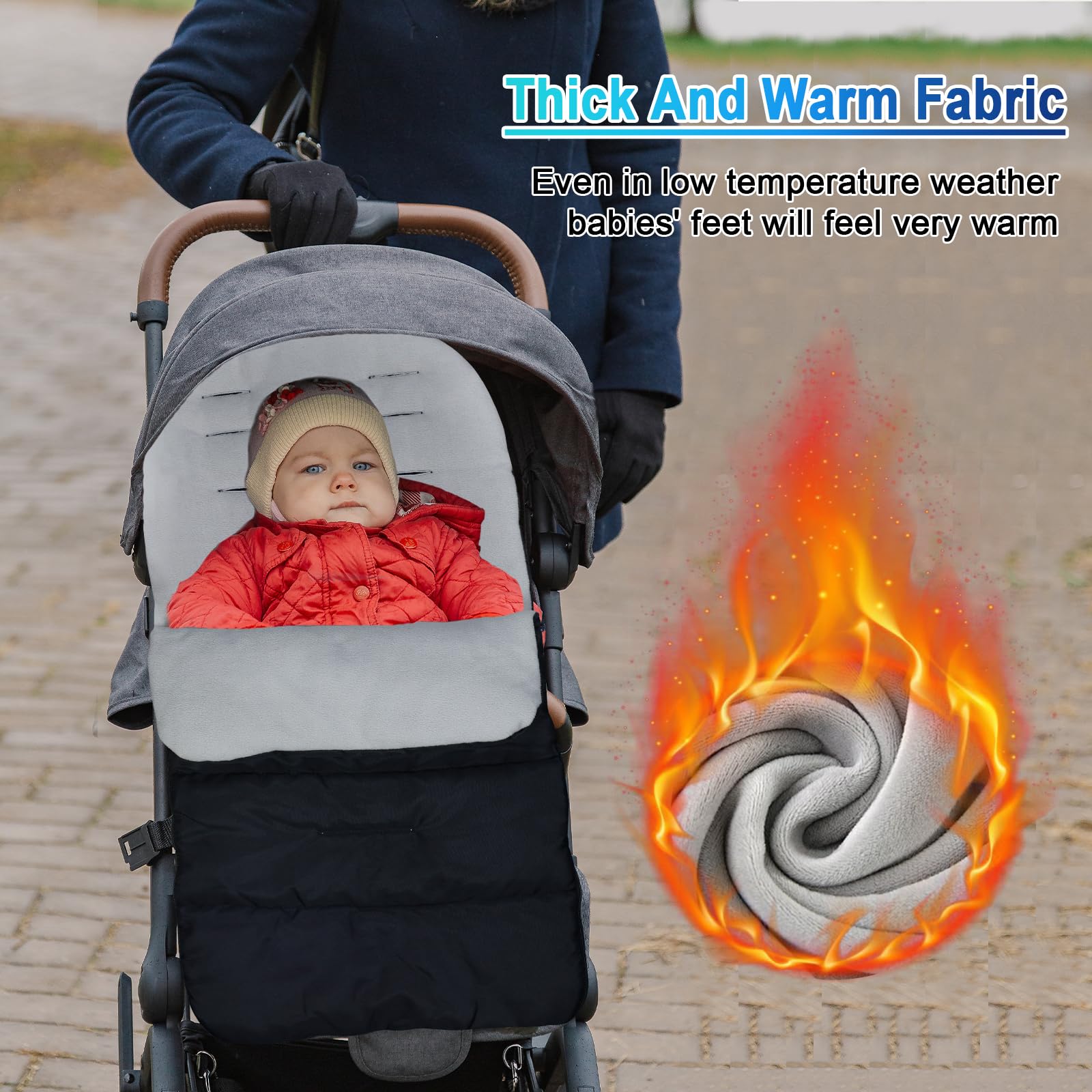 Chancelière Bébé Poussette Universelle, Sac de Couchage Bébé Poussette Hiver, 3 en 1 Chancelières pour Poussettes, Imperméable et Coupe-vent, Réglable pour Bébé de 0 à 36 mois (Gris)