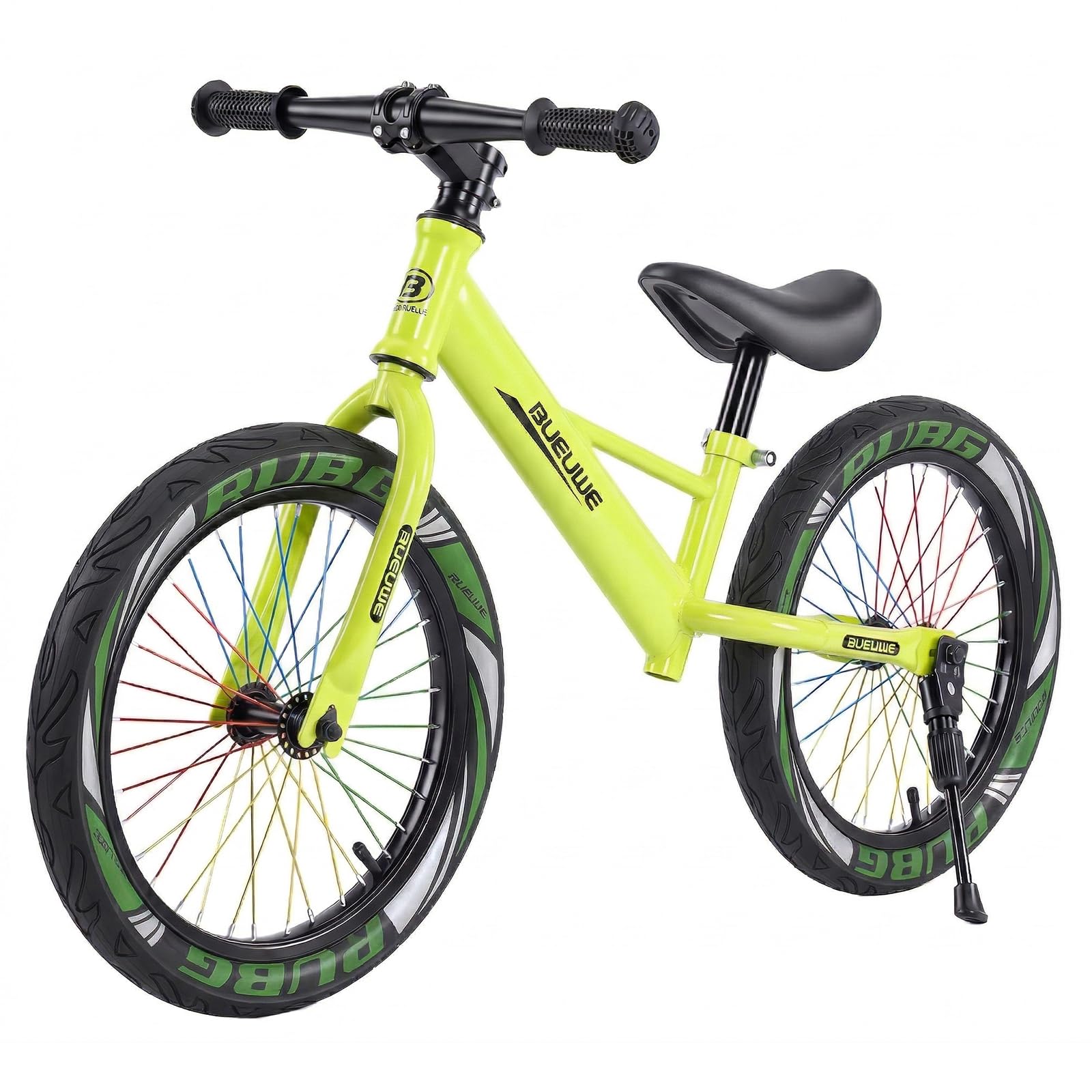 Vélo de 16 pouces pour enfants de 5 à 8 ans, pneus pneumatiques, roues lumineuses, siège réglable en hauteur, cadre en acier robuste avec poignée de transport et béquille