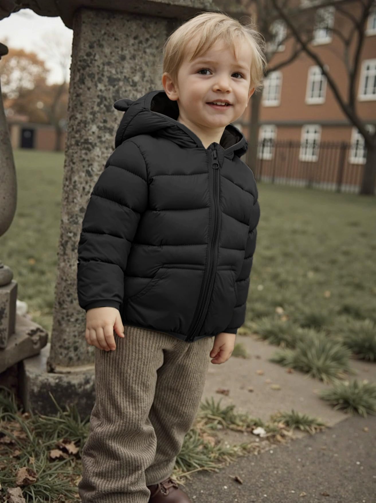AIWUHE Piumino con cappuccio per bambini Ragazzi Ragazze Leggero Puffer Cappotti Invernali Bambino Orso Orecchie Cerniera Giù Cappotti Outwear 6M-4T