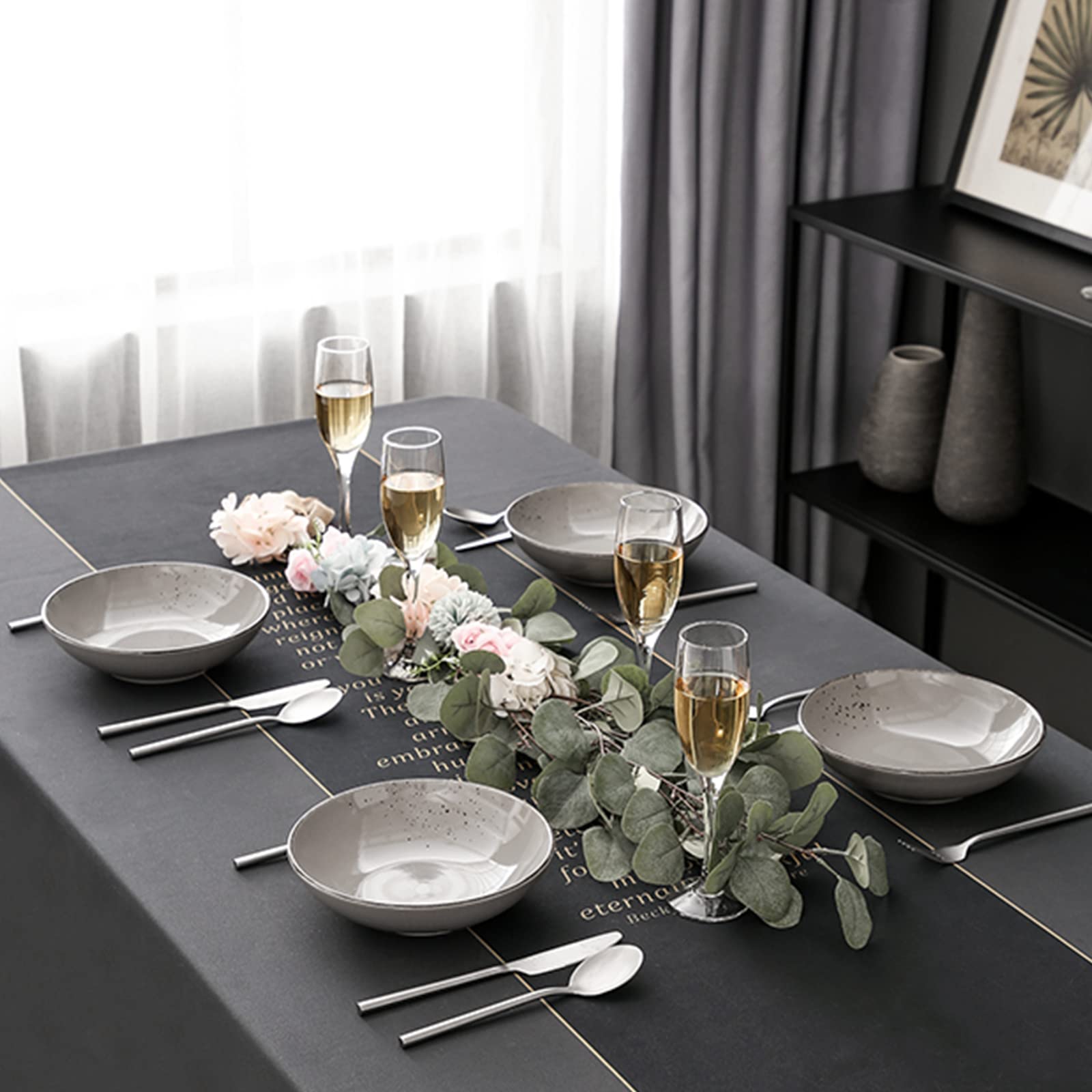 vancasso, Série NAVIA, Assiette Creuse en Céramique, Assiette à Soupe Saladier Faïence, 4 Pièces- 700 ml