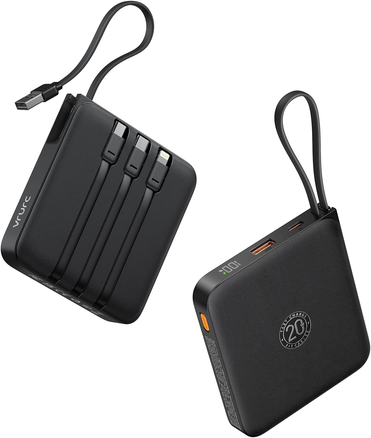 VRURC Mini PowerBank 10000mAh 20W Schnelles Aufladen USB C Ultra dünn Handy Externer Akku