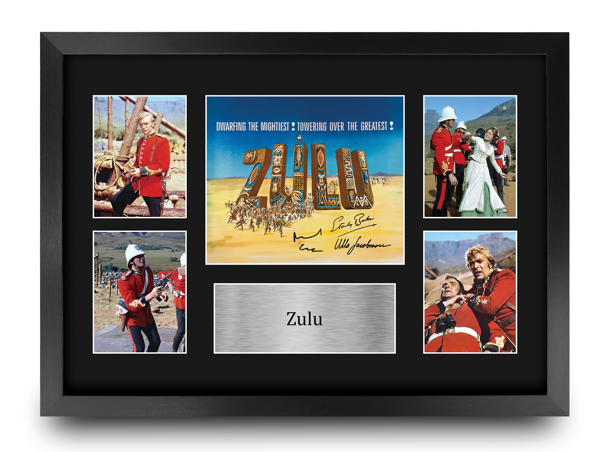 HWC Trading Zulu Gifts Printed Signed Autograph Presentation Display Montage for Movie Memorabilia Fans - A3 Framed