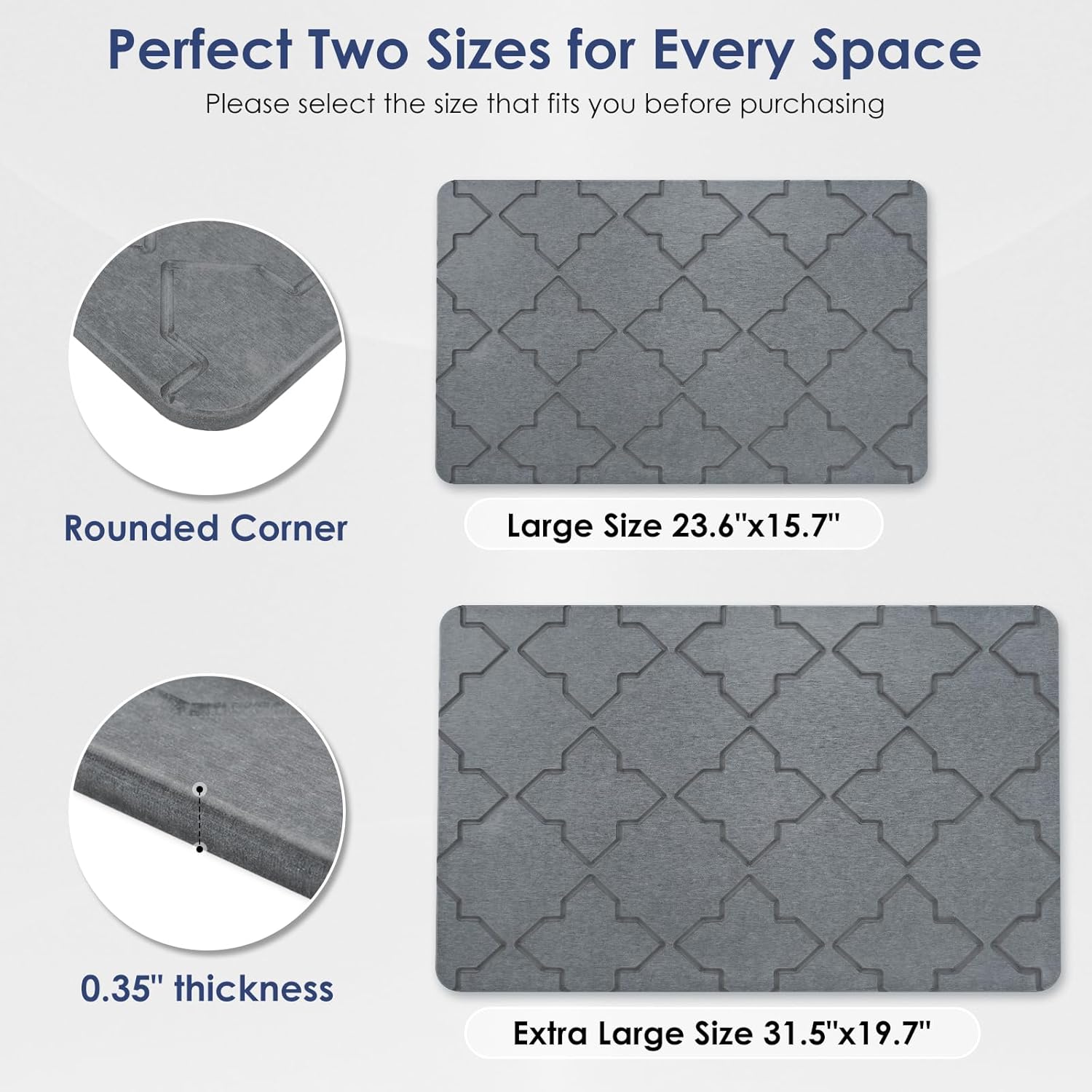 Large Stone Bath Mat for Bathroom Floor, Quick Dry Diatomaceous Earth Bath Mat with Non-Slip Back, Super Absorbent Diatomite Stone Mat for Shower, Easy to Clean, Natural(23.6" x 15.7" Dark Grey) - Image 6