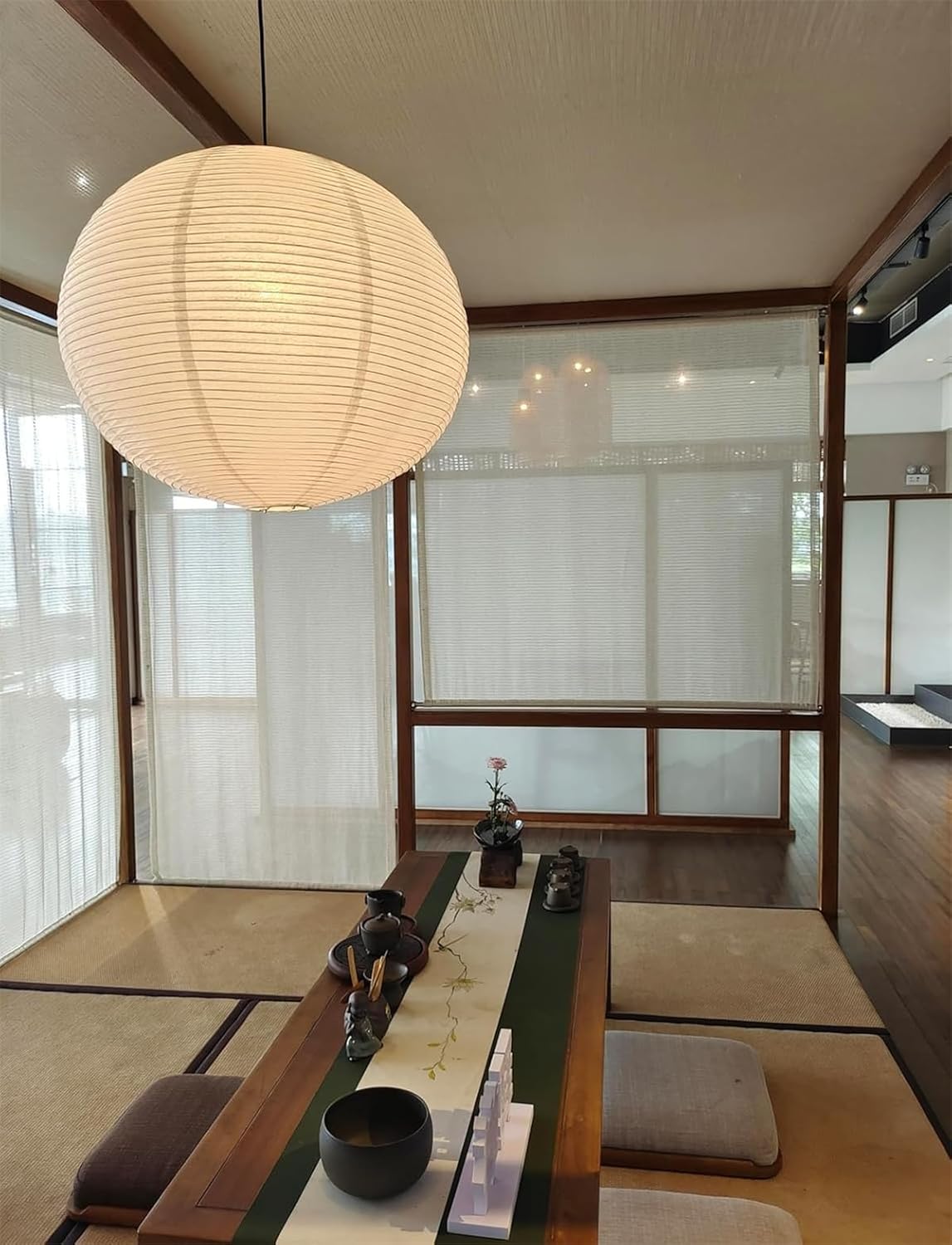 Large Paper Lantern with Lights, Bohemian Style Beige Apple Paper Lamp Shade, Suitable for Indoor Ceiling Decor (Melon white light(11.8"), with Lights and wires)