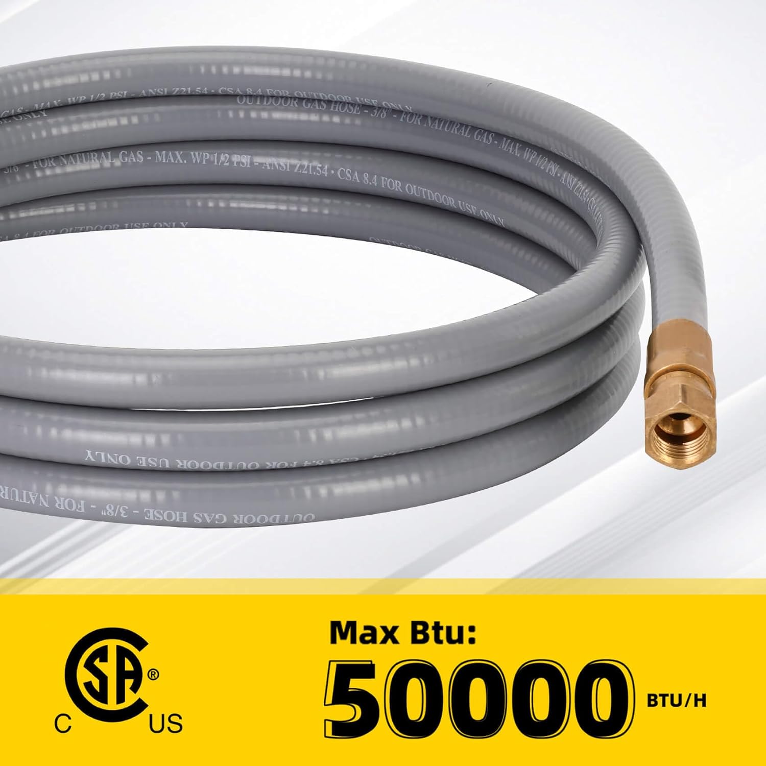36FT 3/8" ID Natural Gas Hose with Quick Connect Fittings, Natural Gas Grill Hose with 3/8 Female Flare Compatible with Low Pressure Appliance,Gas Grill, Patio Heater, CSA Certified