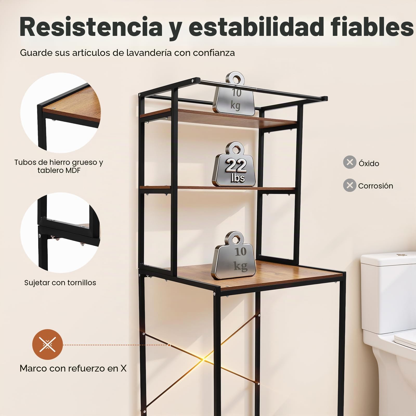Estante para lavadora y secadora con 3 niveles, estante para lavadora, estantes para lavadoras, cubiertas protectoras, amplio espacio de almacenamiento, para baño, lavandería, balcones