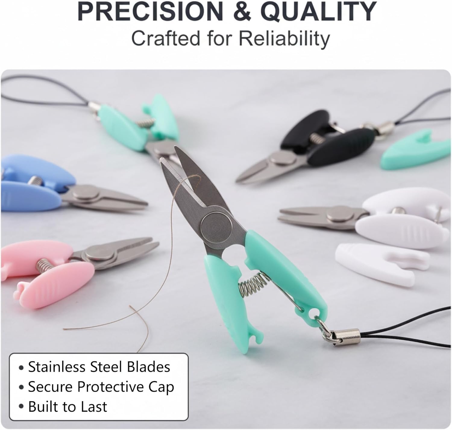 20 Pcs Tiny Scissors with Cover, 5 Colors Travel Scissors Mini Compact Keychain Sewing Snips for Craft Yarn Yarning Traveling Supplies (Pink, White, Black, Blue, Green)