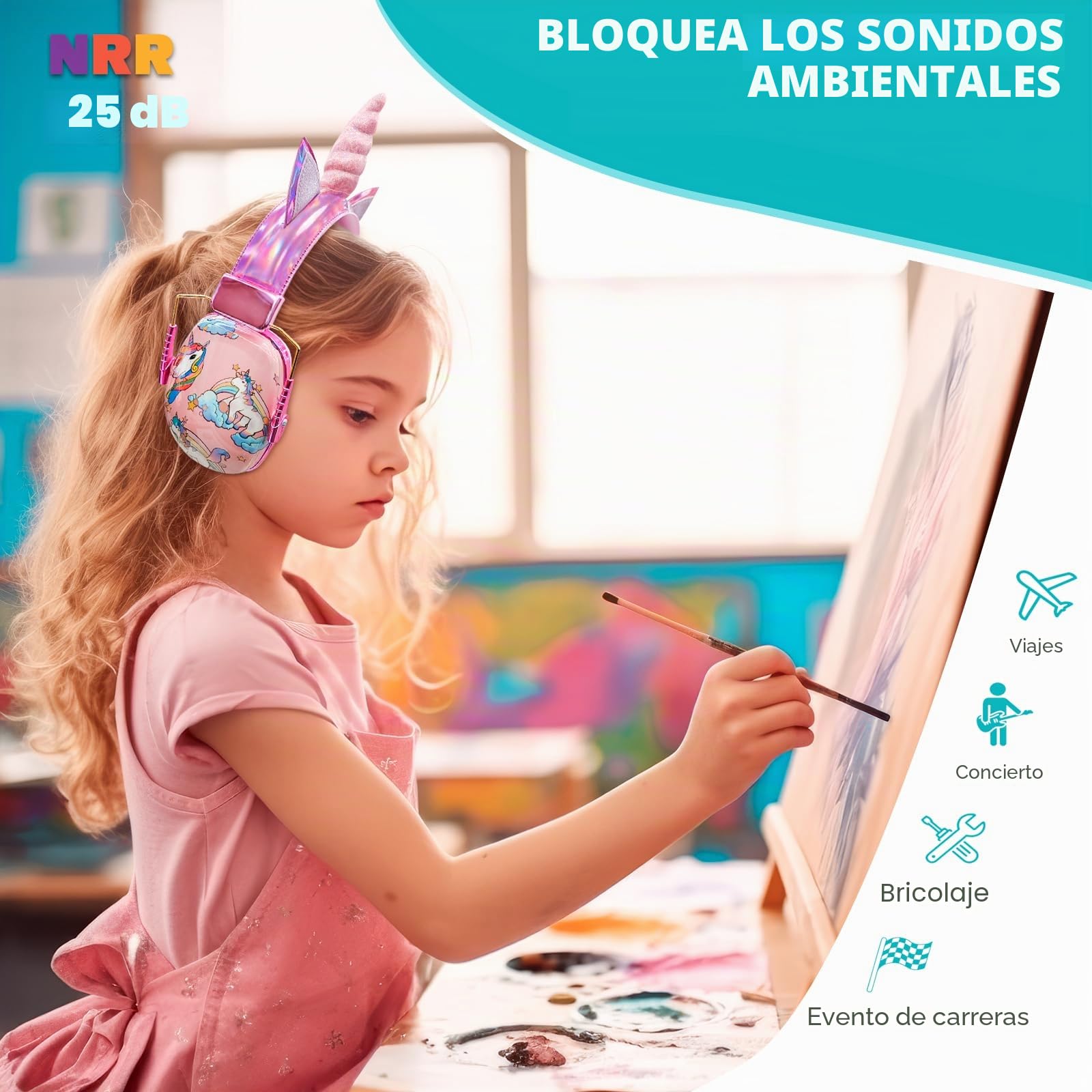 JYPS Cascos Antiruido Niños, Cascos Insonorizados Niños, Auriculares con Cancelación de Ruido Autismo, Bebe Orejeras de Protección Auditiva para Niña de 2+ Años, Bloquean el Ruido para Estudiar