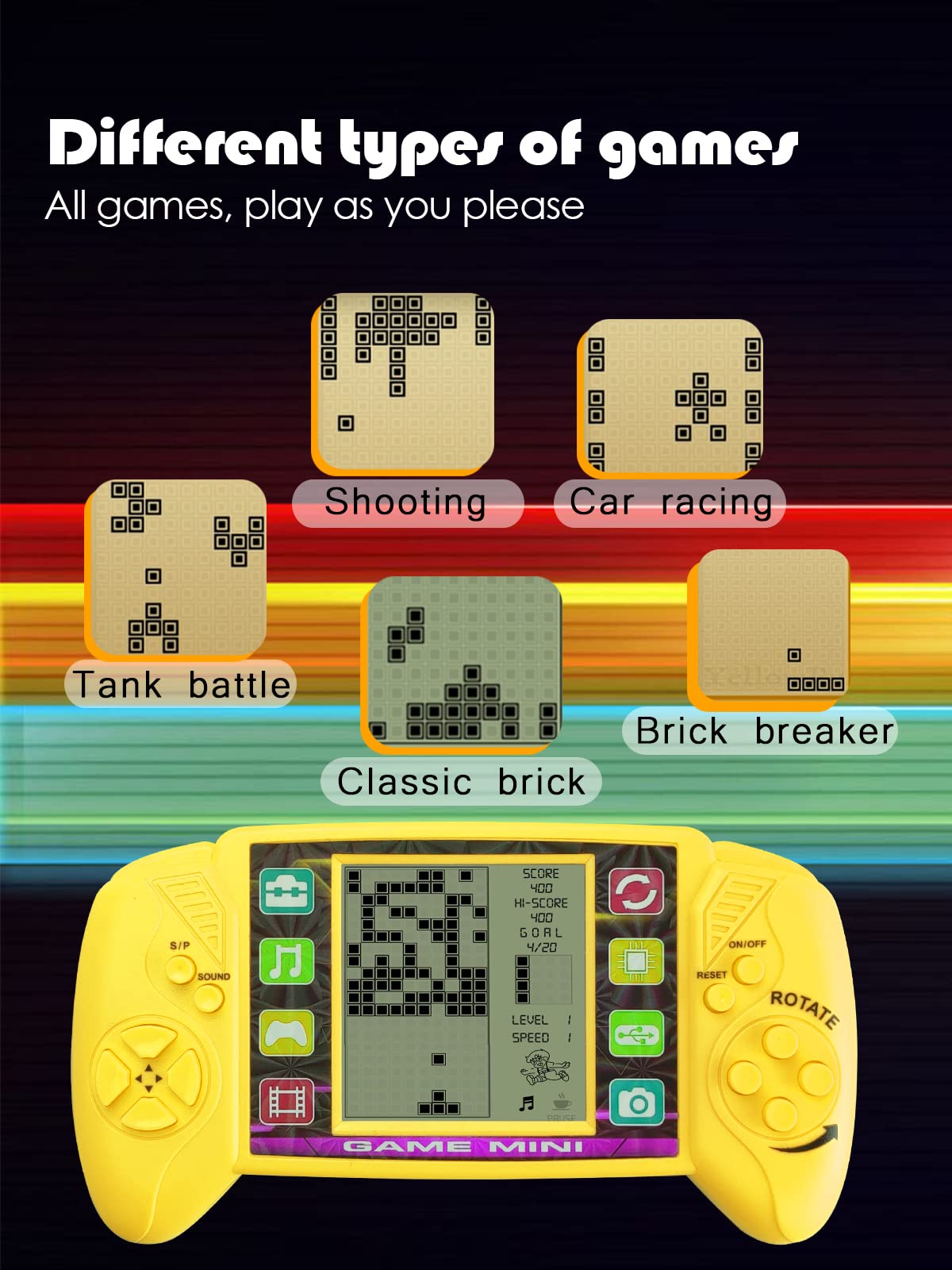 Amazon.co.jp: Fadist ブリックゲーム機 23種類のパズルゲーム内蔵 3.5