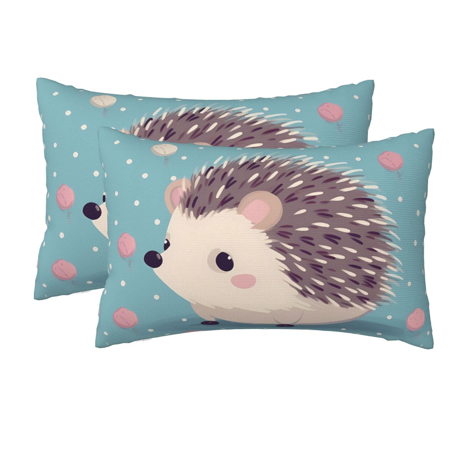 2 Pack Queen Pillow Cases with Hidden Zipper, Soft Breathable Pillow Covers for Hair and Skin, Hedgehog Polkadot Pillowcases 20"x30" Bed Pillow Protectors Cover for Sleeping Gifts