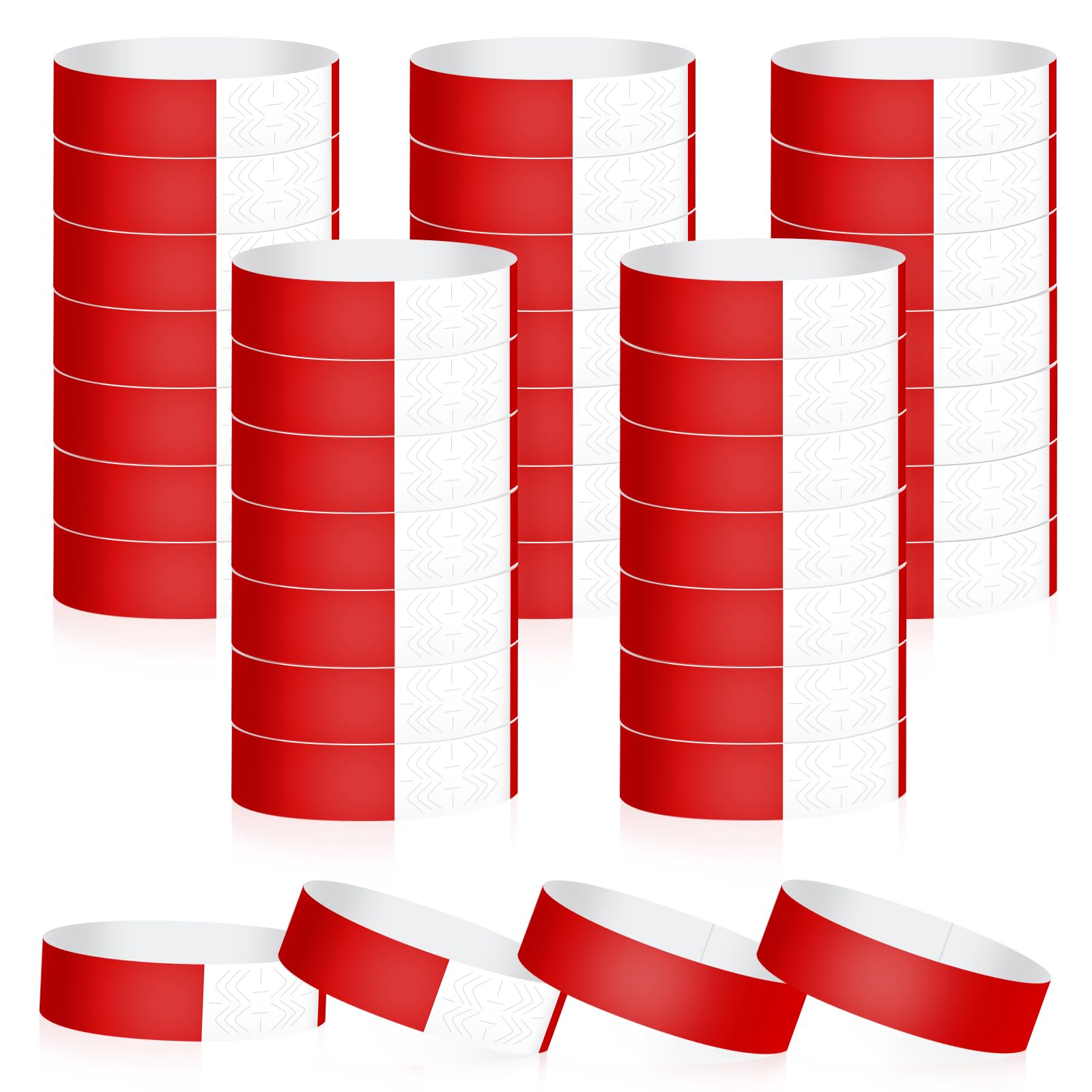 400 Pulseras de Papel Impermeables, Pulseras para Eventos con Etiquetas Personalizables, Brazaletes de Control Reutilizables para Fiestas, Festivales, Clubes y Conciertos (Rojo)