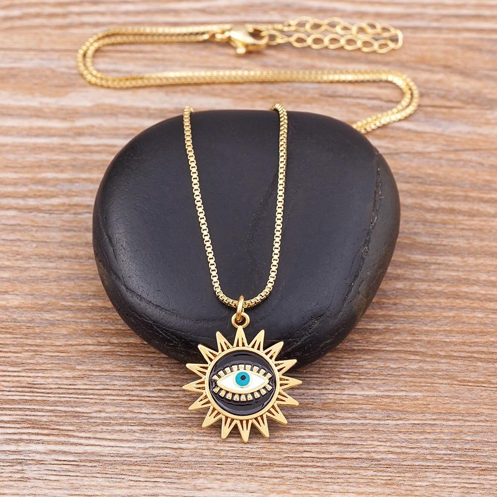Accesorios para niñas Collar contra el Mal de Ojo para Mujeres y niñas, Collar Turco de Plata de Ley 925 con diseño de Mal de Ojo, Collar Bohemio con Forma de corazón, Collar contra el Mal de