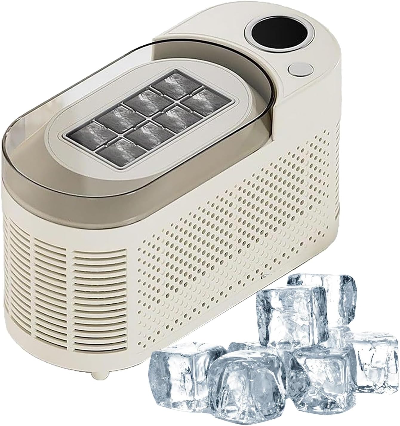 Ice Maker Machine,Portable Ice Maker Machine, DIY Mini Ice Maker Machine with Car Power Cord, 8 Cubes in 10 Mins, for Home Office Travel Bar RV Parties (White)